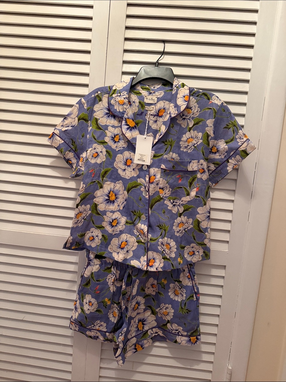 NWT The Lazy Poet Linen Floral Short Set in Lavender S